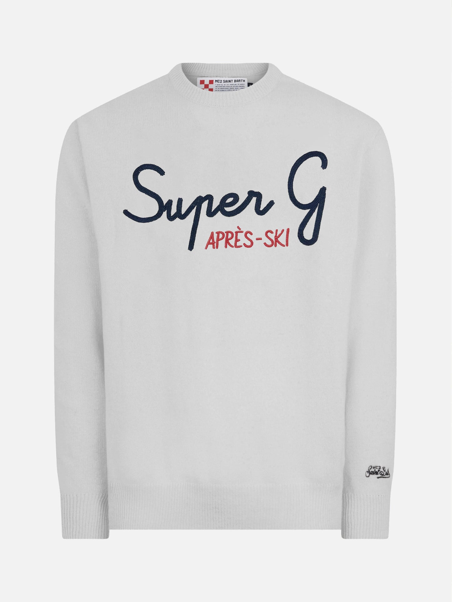 Light grey sweater Heron with super G embroidery | SUPER G SPECIAL EDITION - MC2 Saint Barth