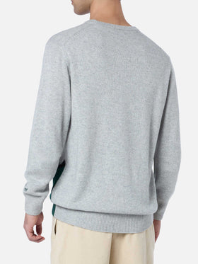 Man gray sweater Heron with Zermatt cable postcard print - MC2 Saint Barth