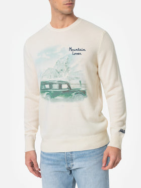 Man white sweater Heron with Mountain lover jacquard - MC2 Saint Barth