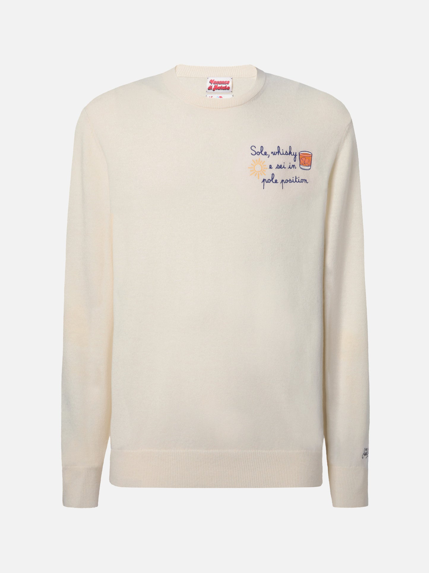 Crewneck sweater Heron Light with Sole, wishky e sei in pole position! embroidery | VACANZE DI NATALE SPECIAL EDITION