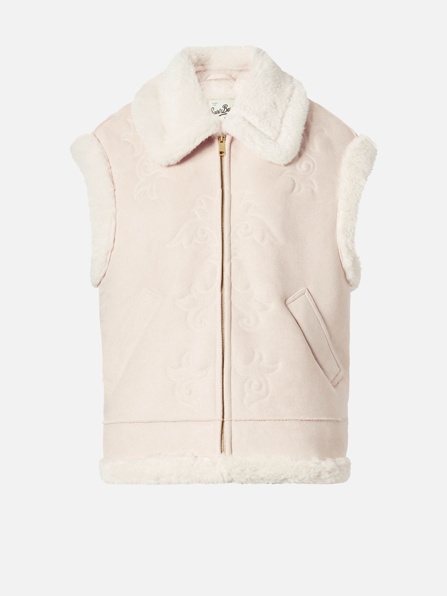 Gilet Hesketh in eco montone con ricamo texano