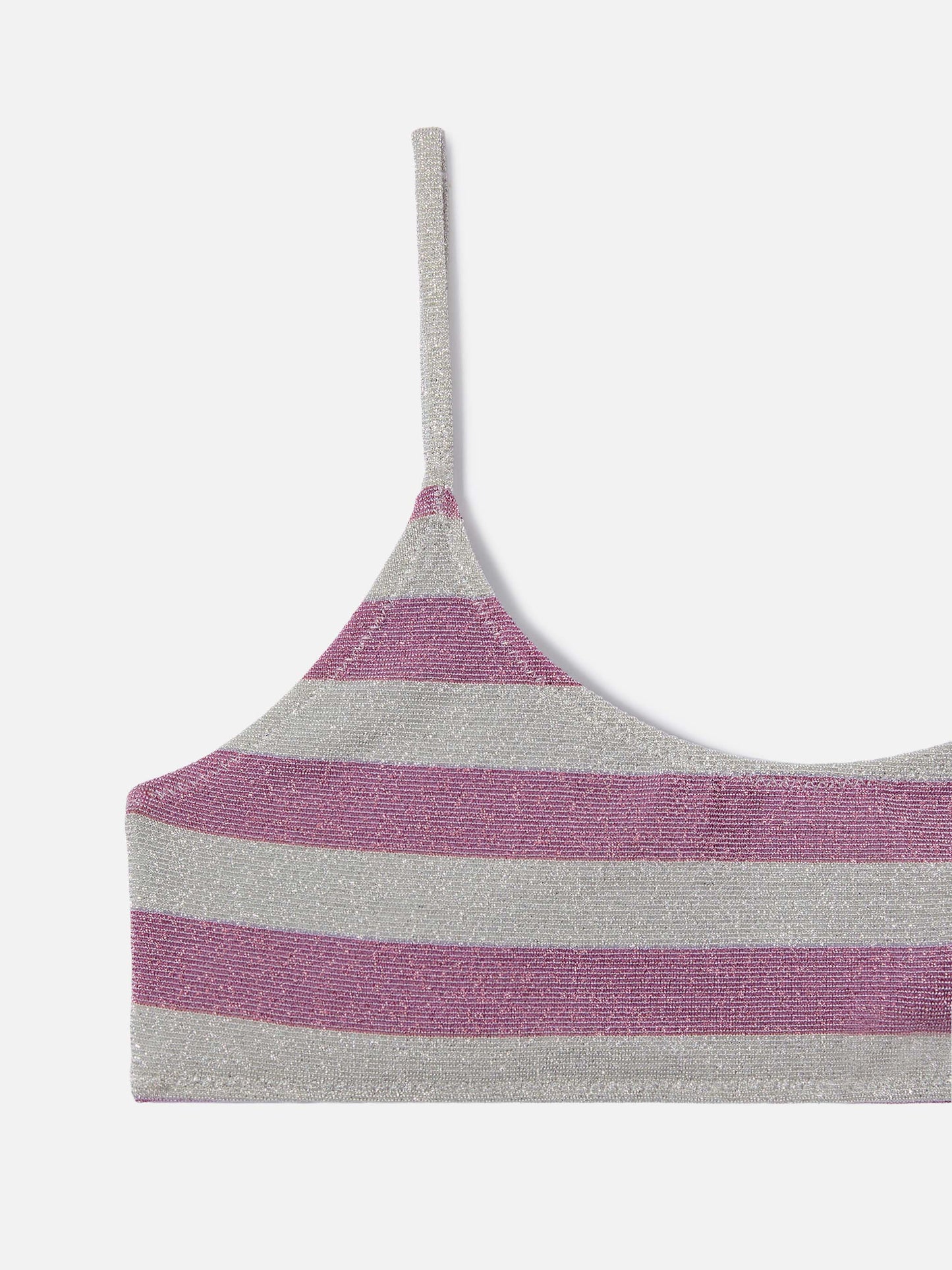 Bikini Jaiden de lurex a rayas rosa y plateadas