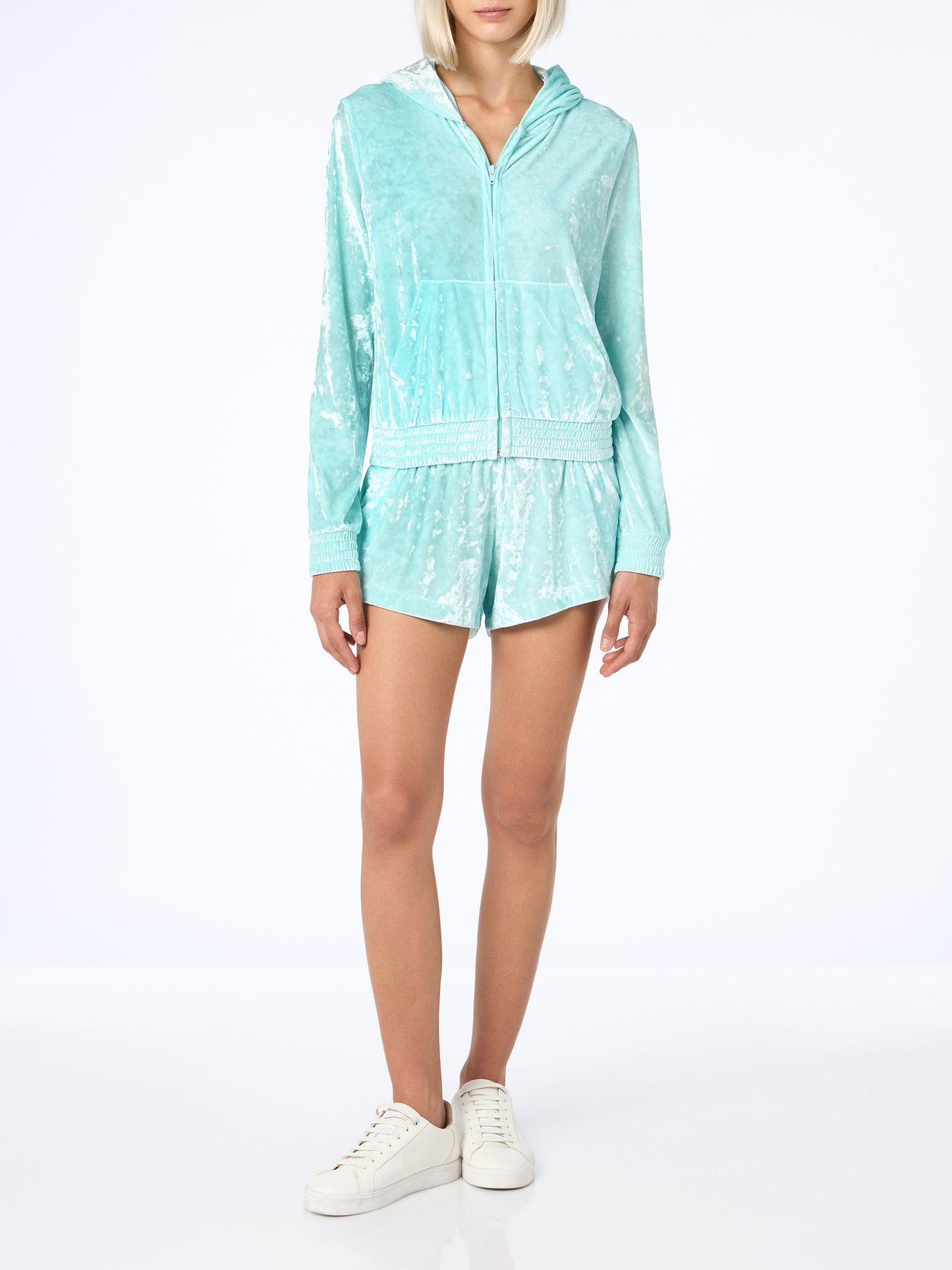 Woman water green chenille zipped hoodie Jasmine - MC2 Saint Barth