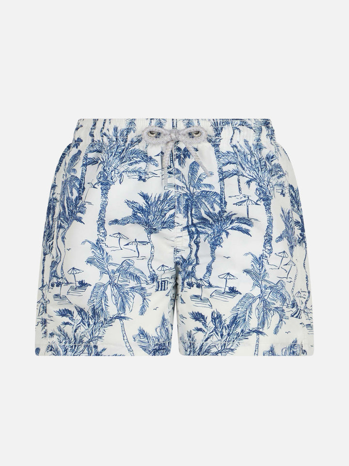 Jean mid-length swim shorts with toile de jouy print - MC2 Saint Barth