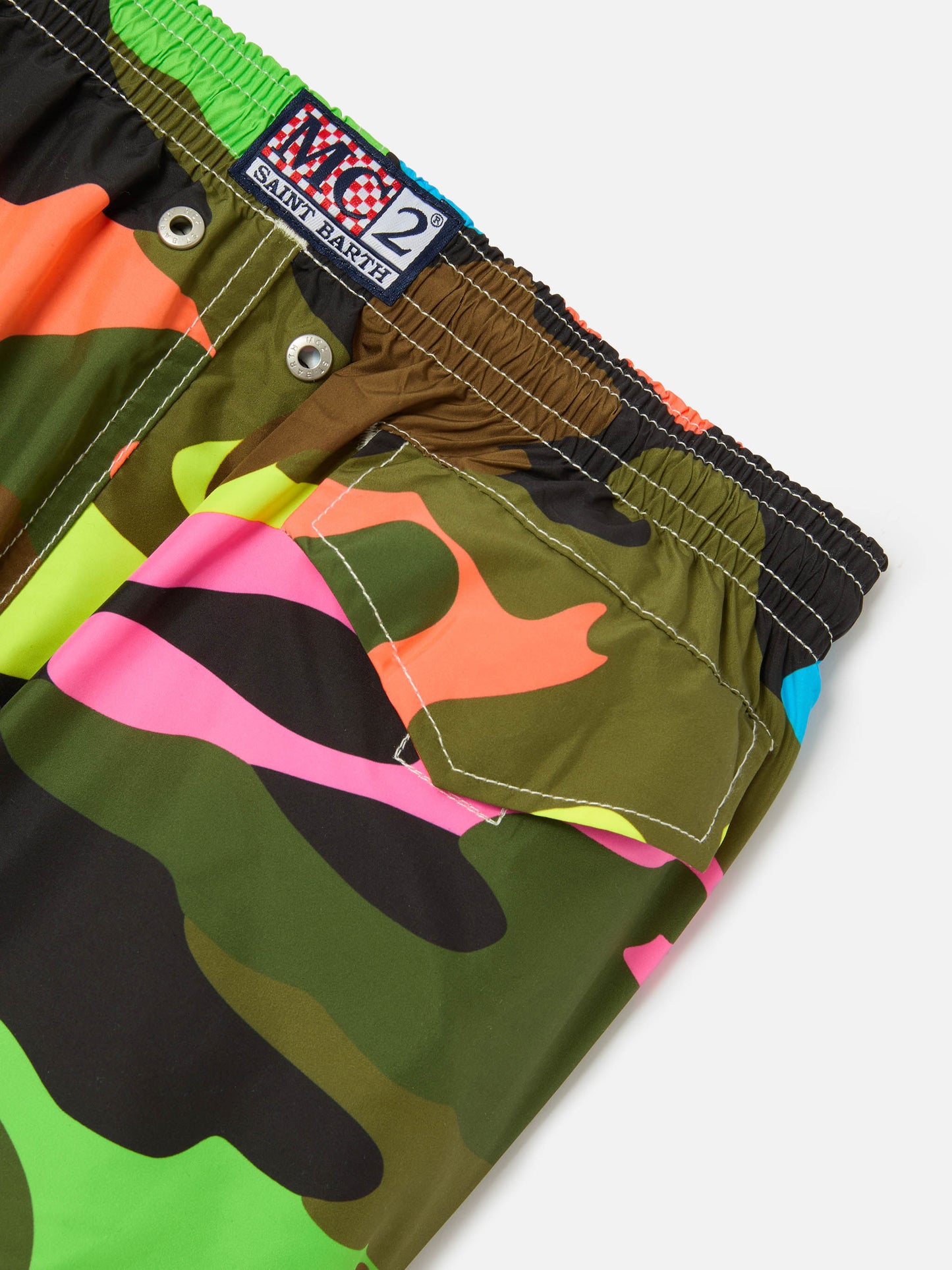 Short de bain garçon à imprimé camouflage fluo multicolore