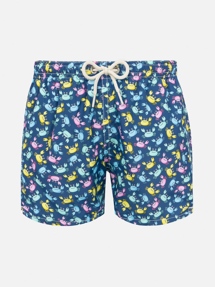 Jean Lighting lightweight fabric swim shorts with multicolor crab print - MC2 Saint Barth