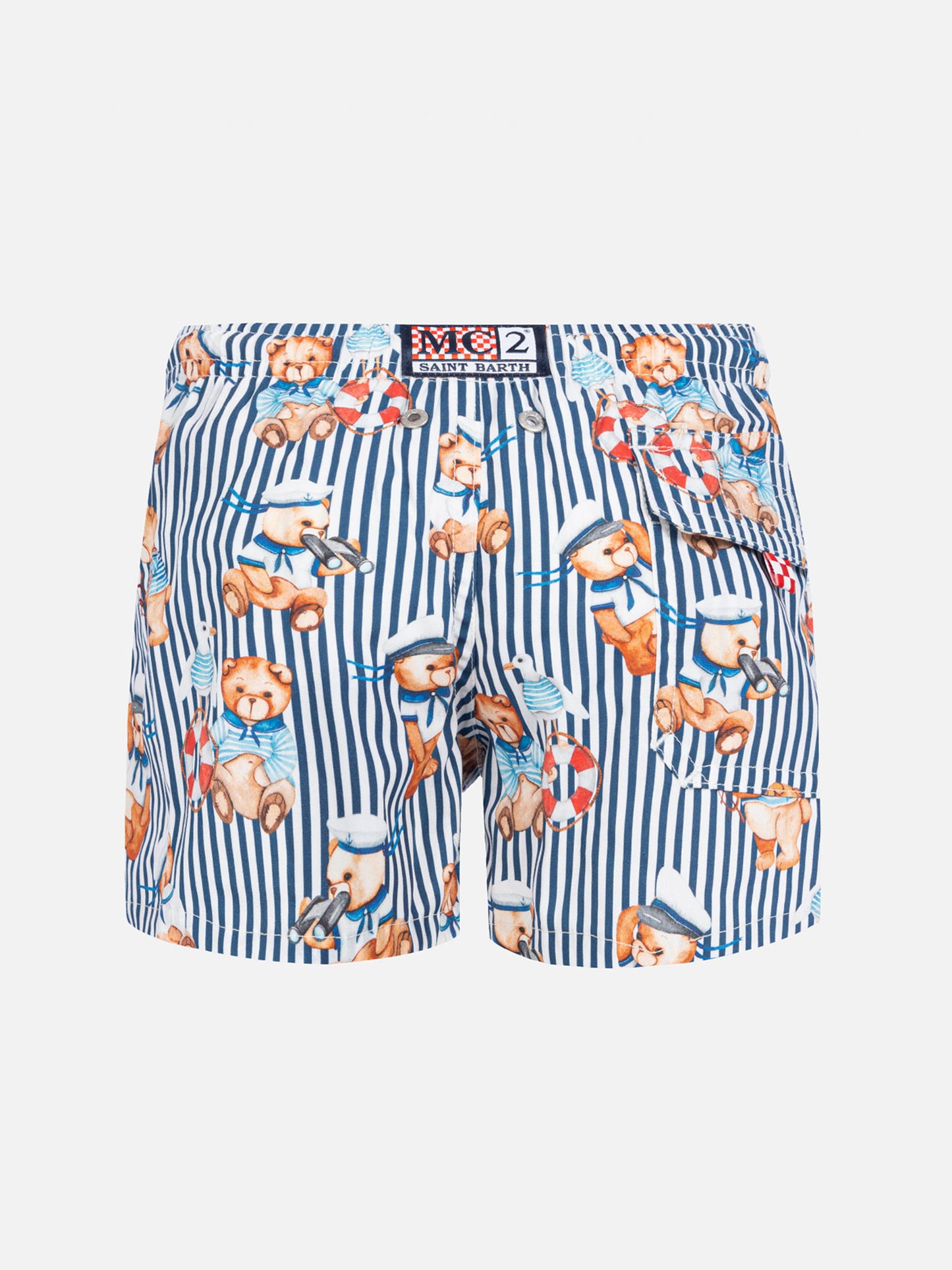 Boy cotton swim shorts with sailor bear print - MC2 Saint Barth