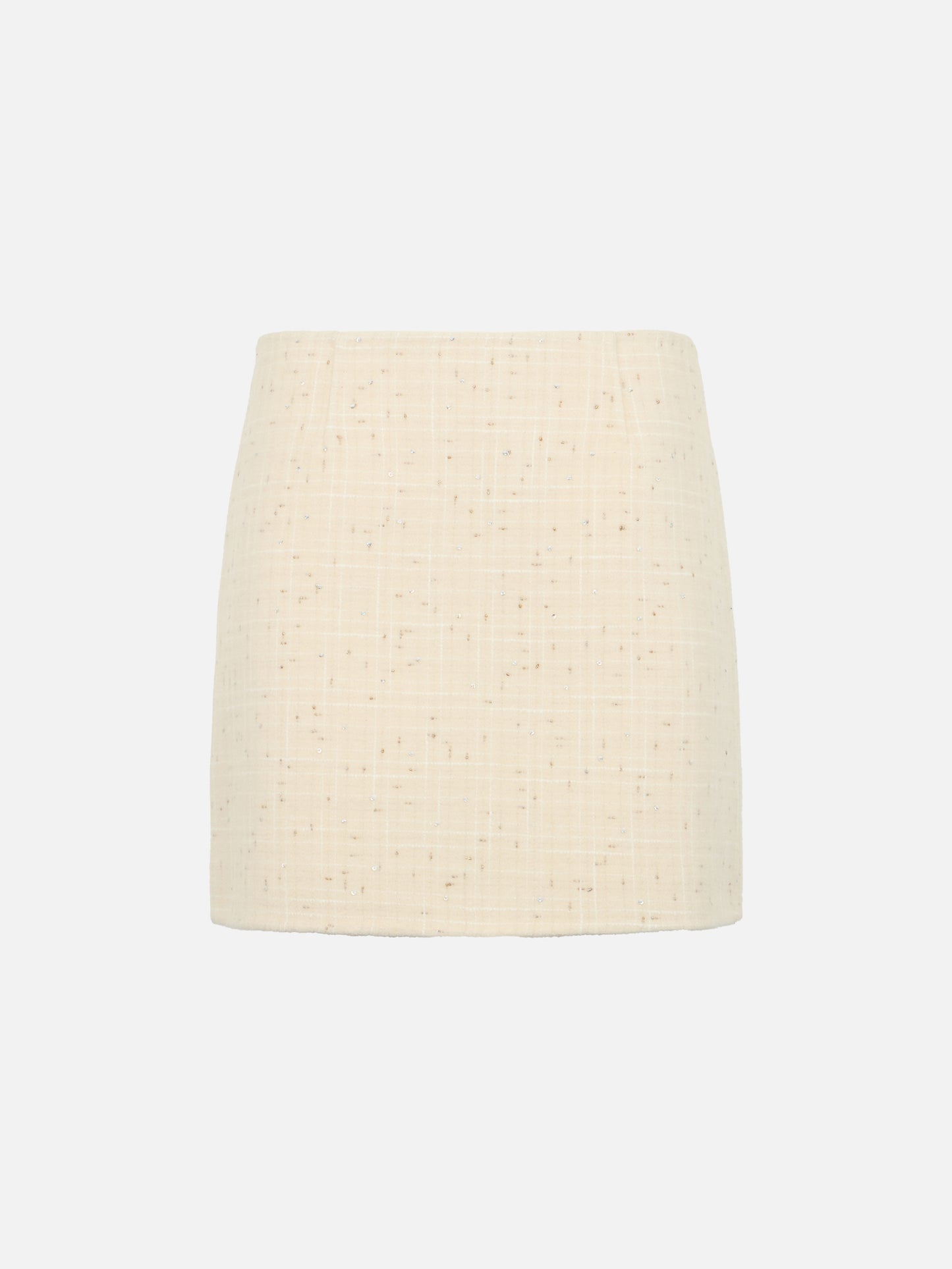 Woman wooly tweed white skirt Katrine with sequins - MC2 Saint Barth