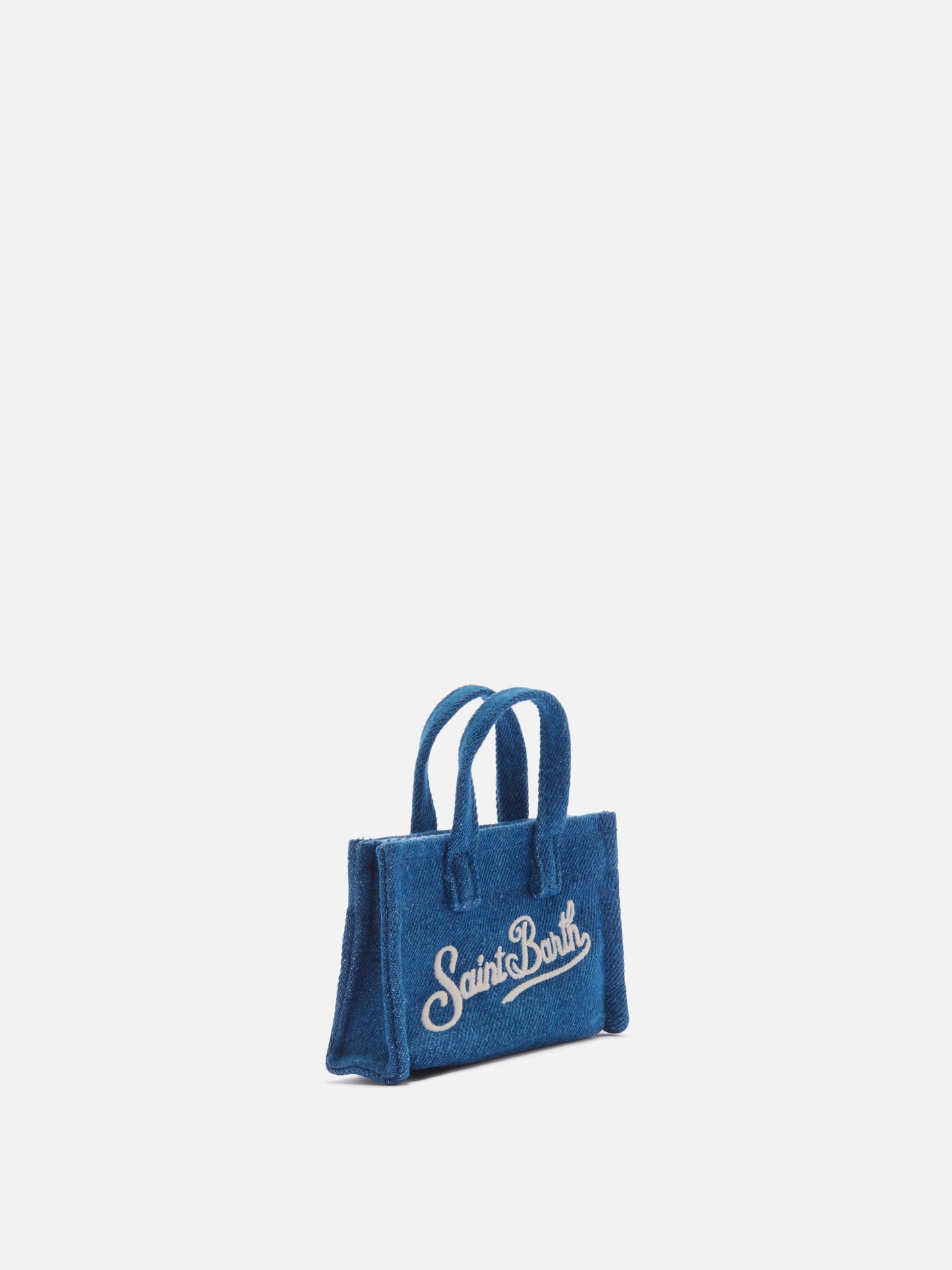 Porte-clés en denim en forme de mini sac avec logo imprimé