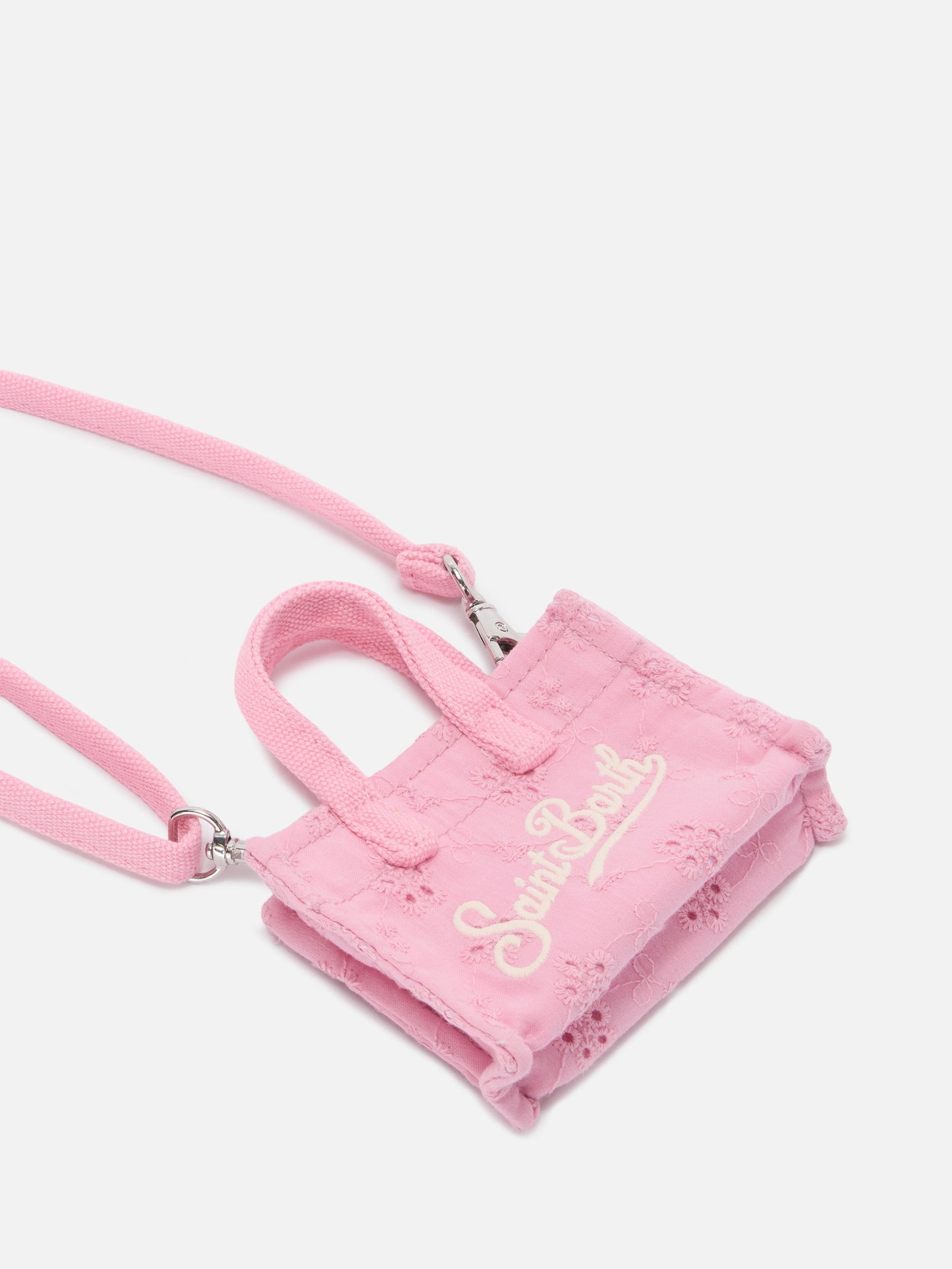 Porte-clés en forme de mini sac en coton Sangallo avec logo imprimé