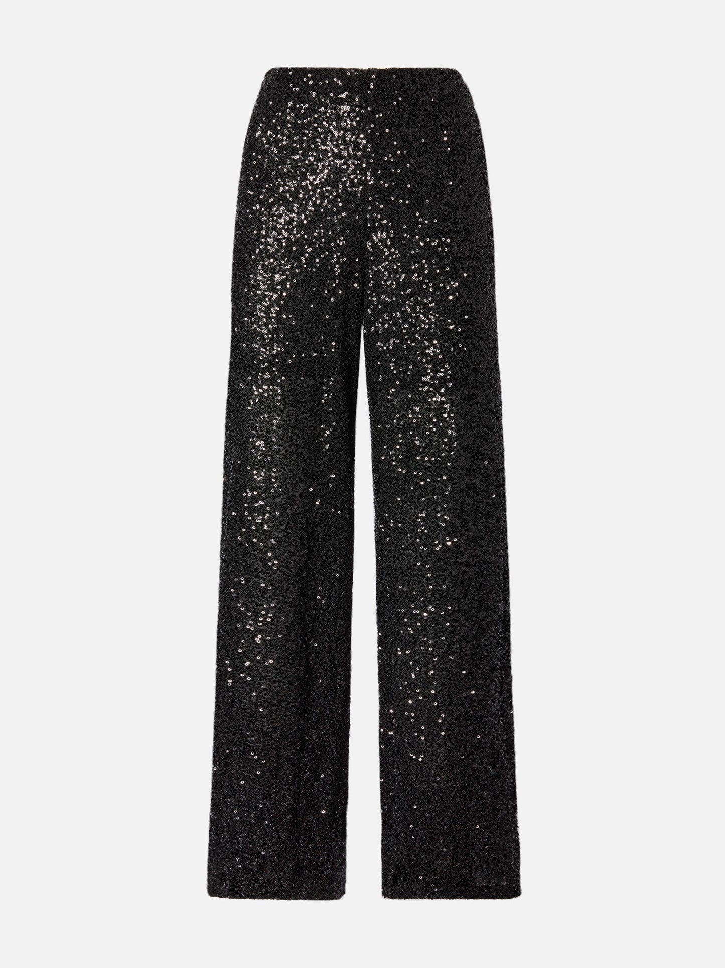 Lucette straight-leg trousers in sequin fabric black
