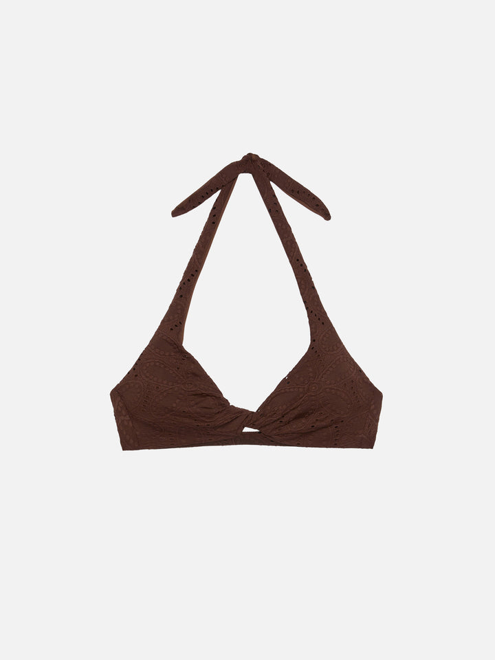 Top bralette triangolo in Sangallo Leda