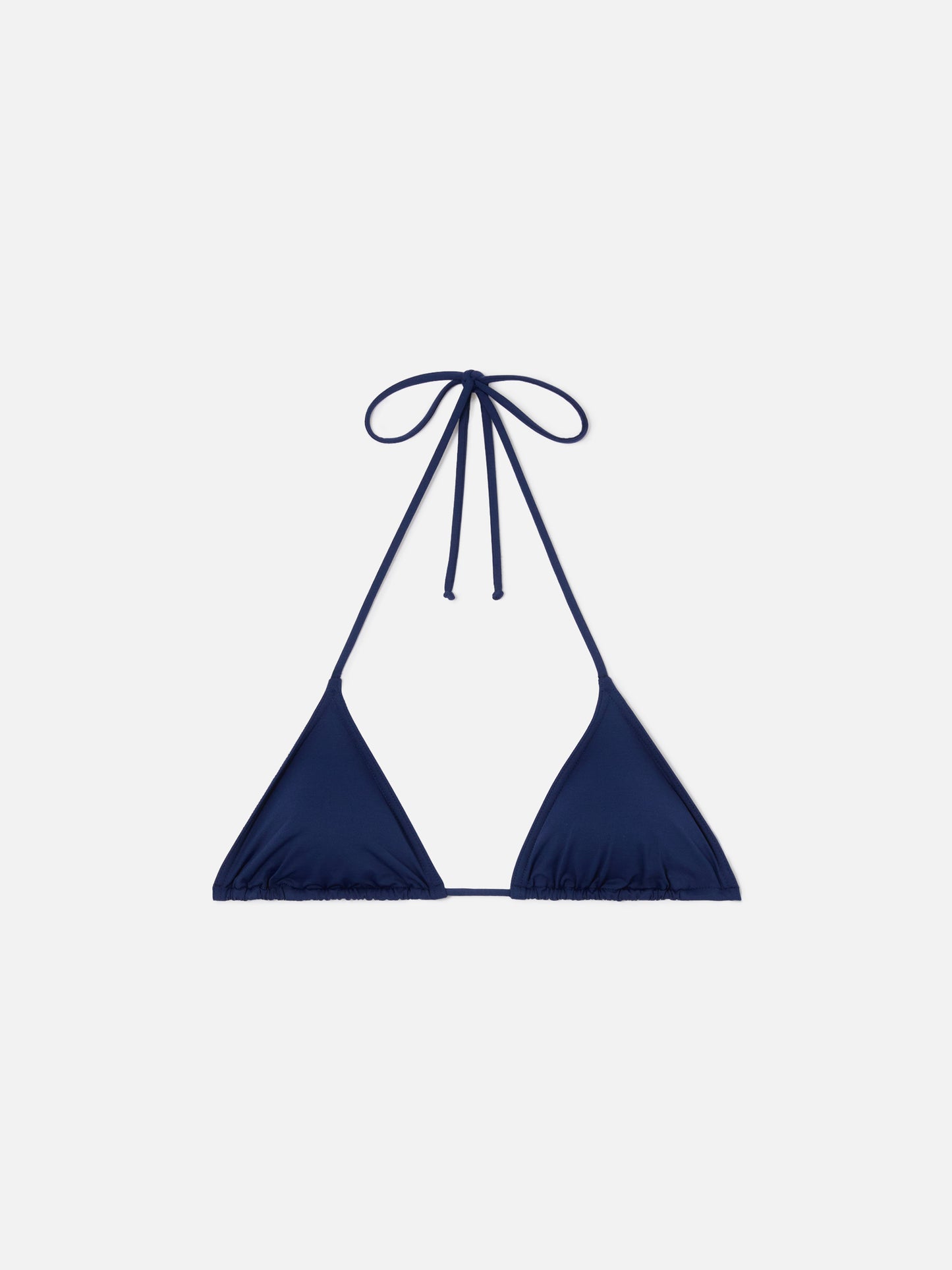 Leah triangle with ties bikini top in solid blue navy