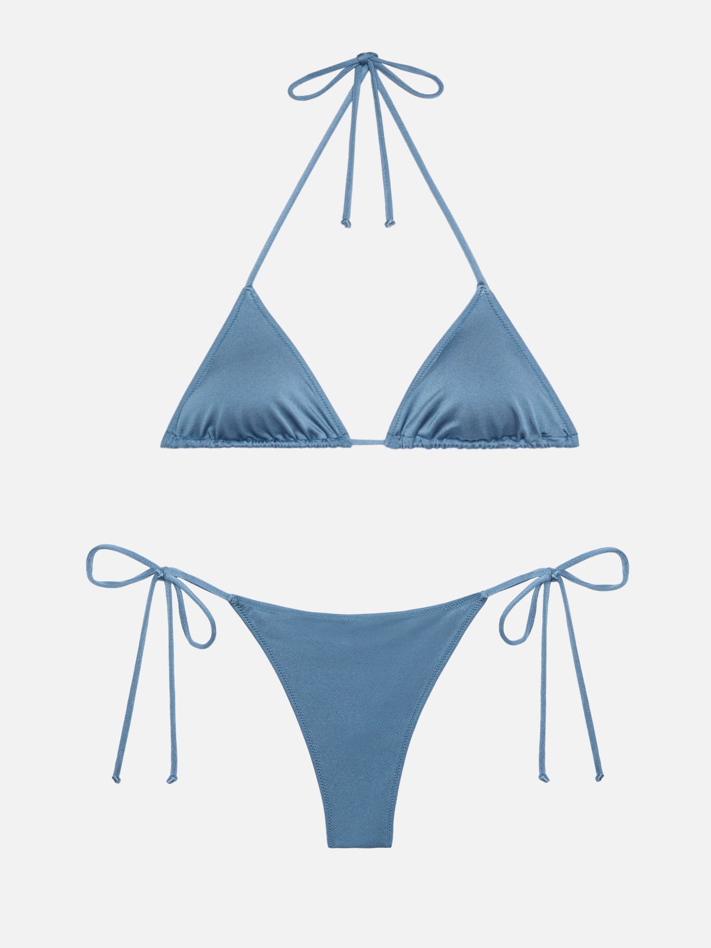 Leah Marielle triangle bikini in shimmer sky blue