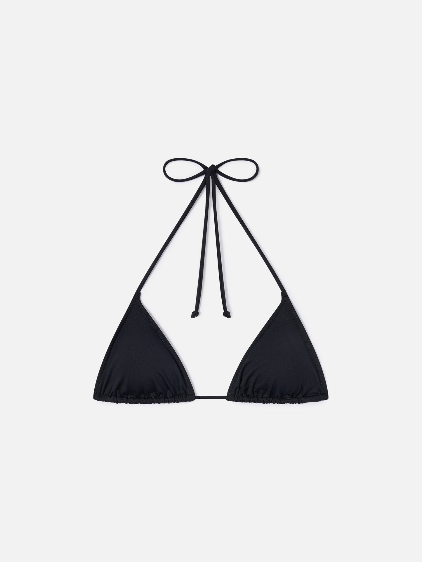 Leah triangle with ties bikini top in solid black
