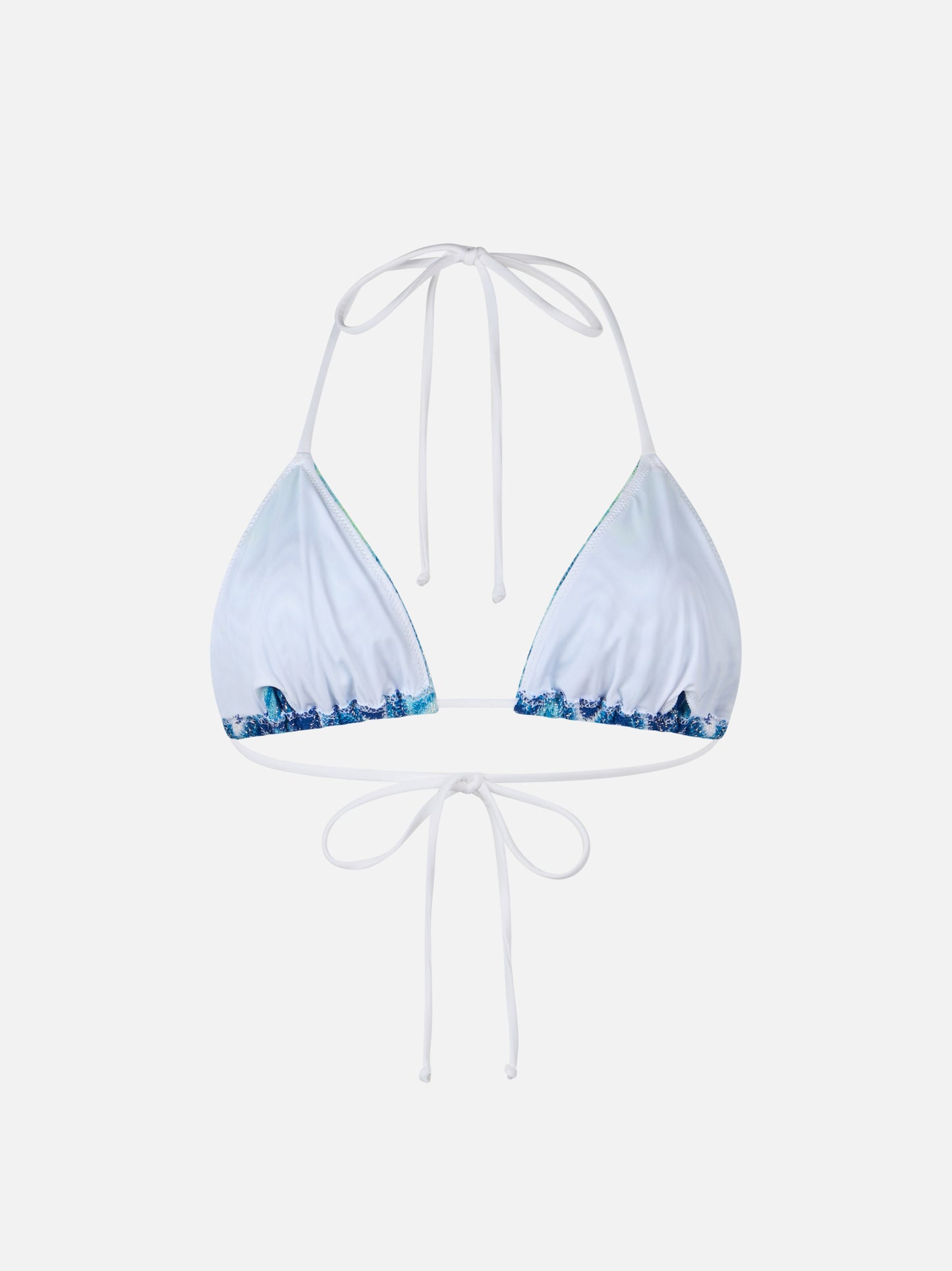 Top de bikini triangular de punto raschel para mujer Leah