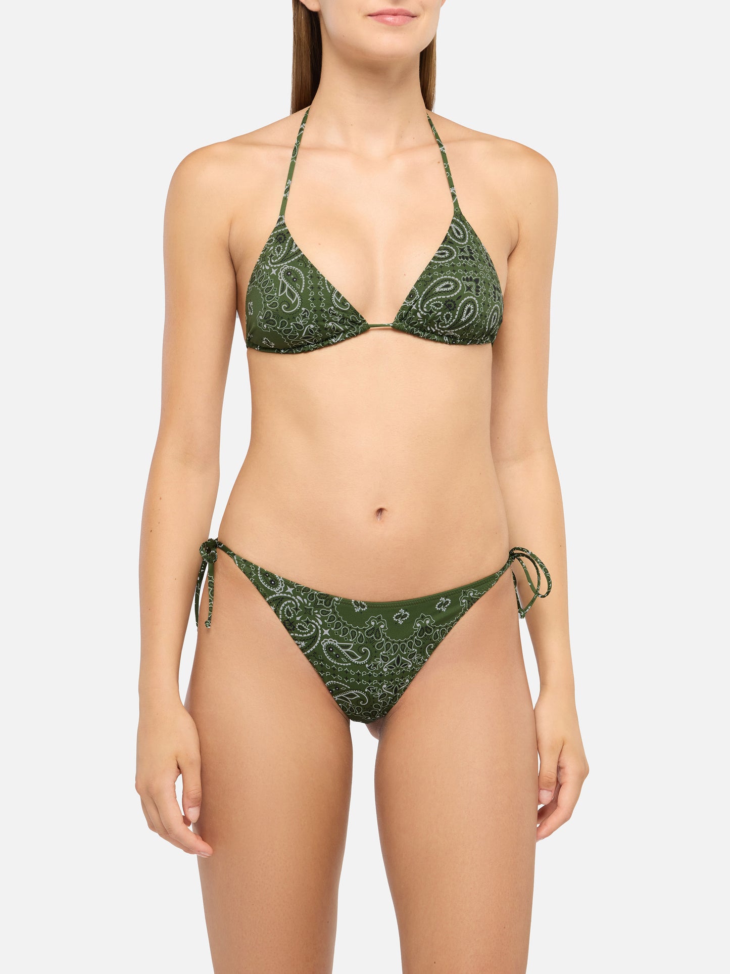 Leah Virgo classic triangle bikini with bandana print