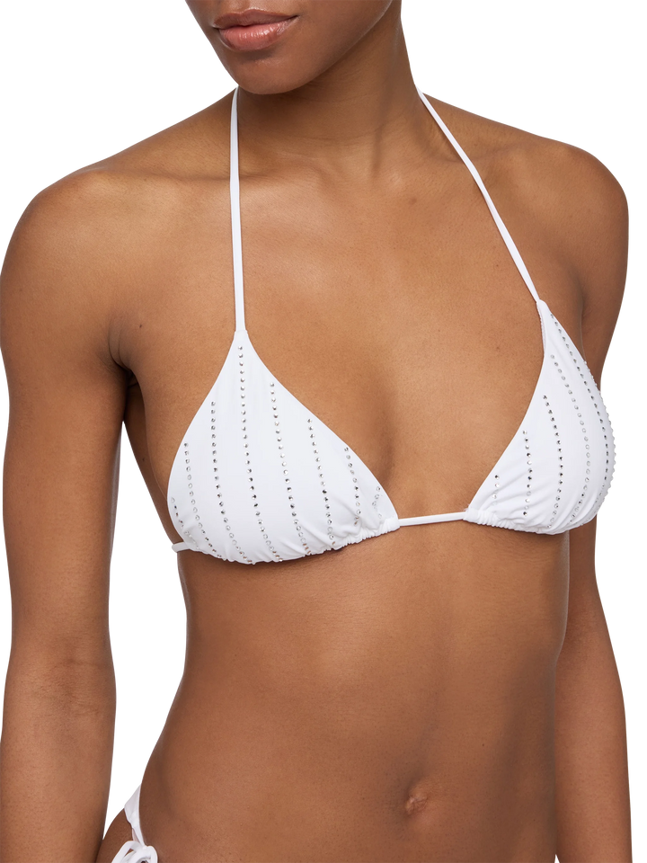 Leah triangle top swimsuit with striped rhinestone embellishment - MC2 Saint Barth