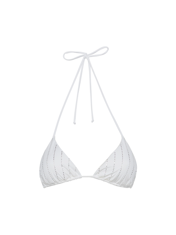 Leah top bikini triangolo con strass a righe