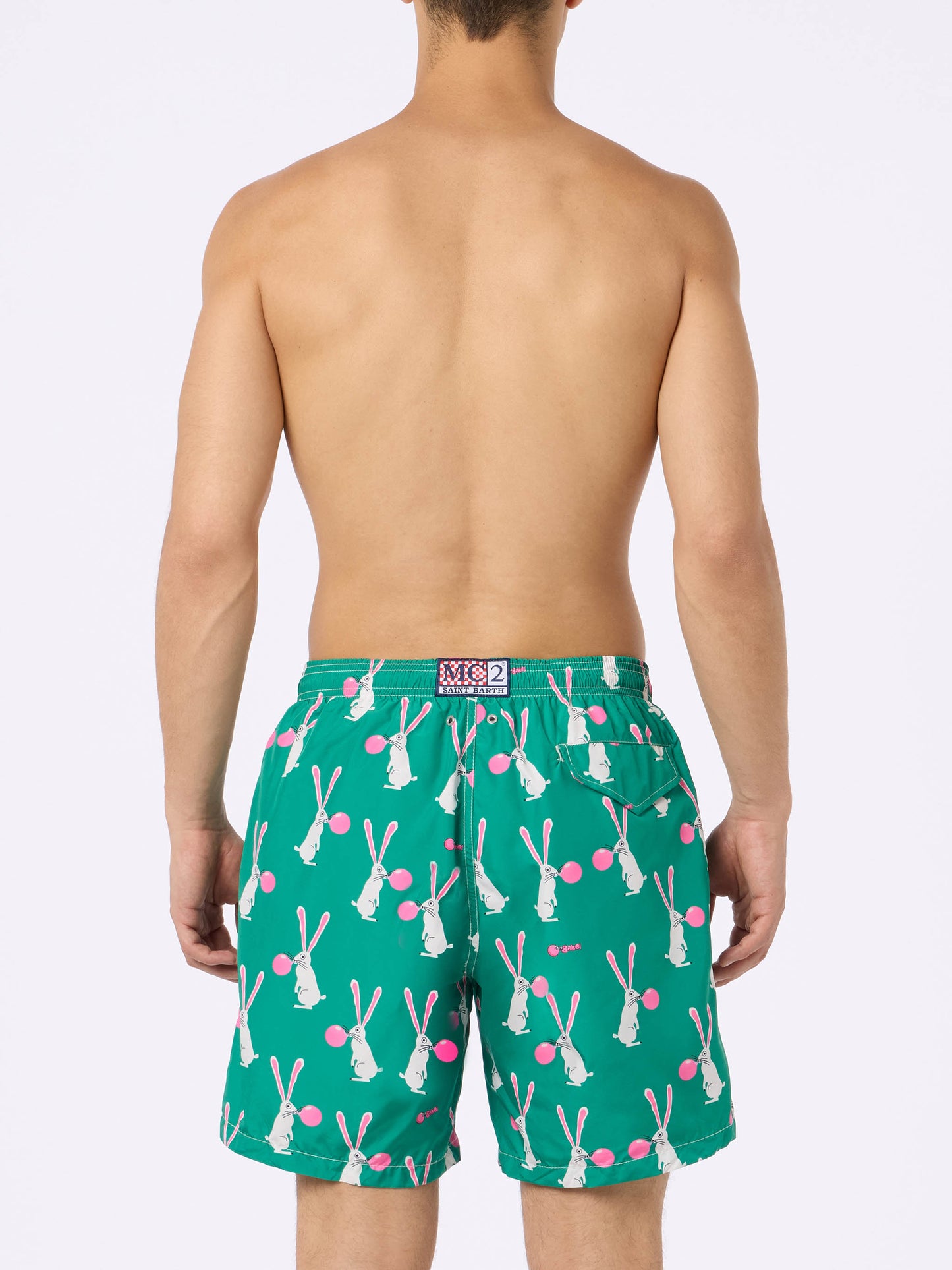 Man lightweight fabric swimshorts Lighting with Big Babol rabbits print | BIG BABOL SPECIAL EDITION - MC2 Saint Barth