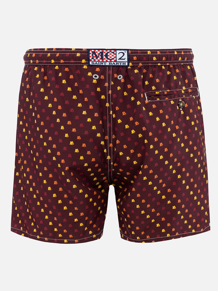 Lightweight fabric swim-shorts Lighting with Roma print | AS ROMA SPECIAL EDITION