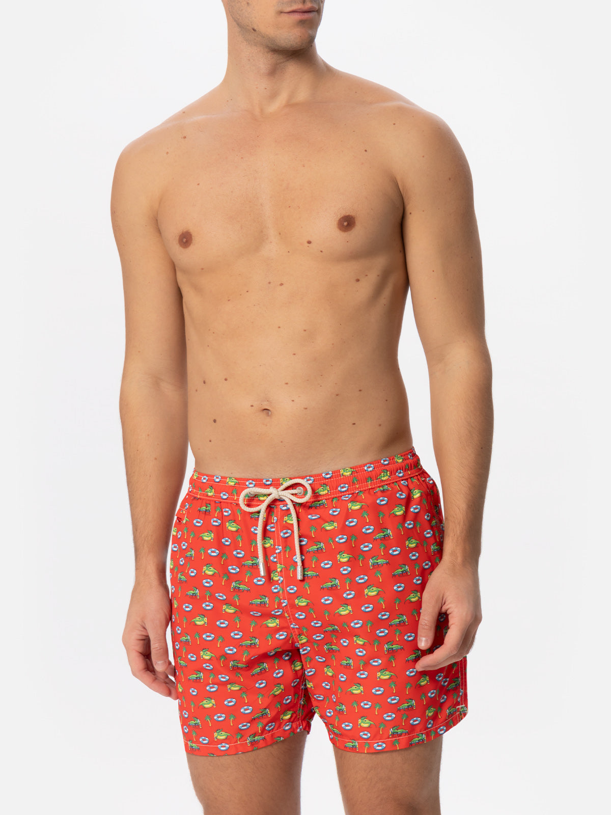 Man light fabric swim shorts with crocodile print - MC2 Saint Barth