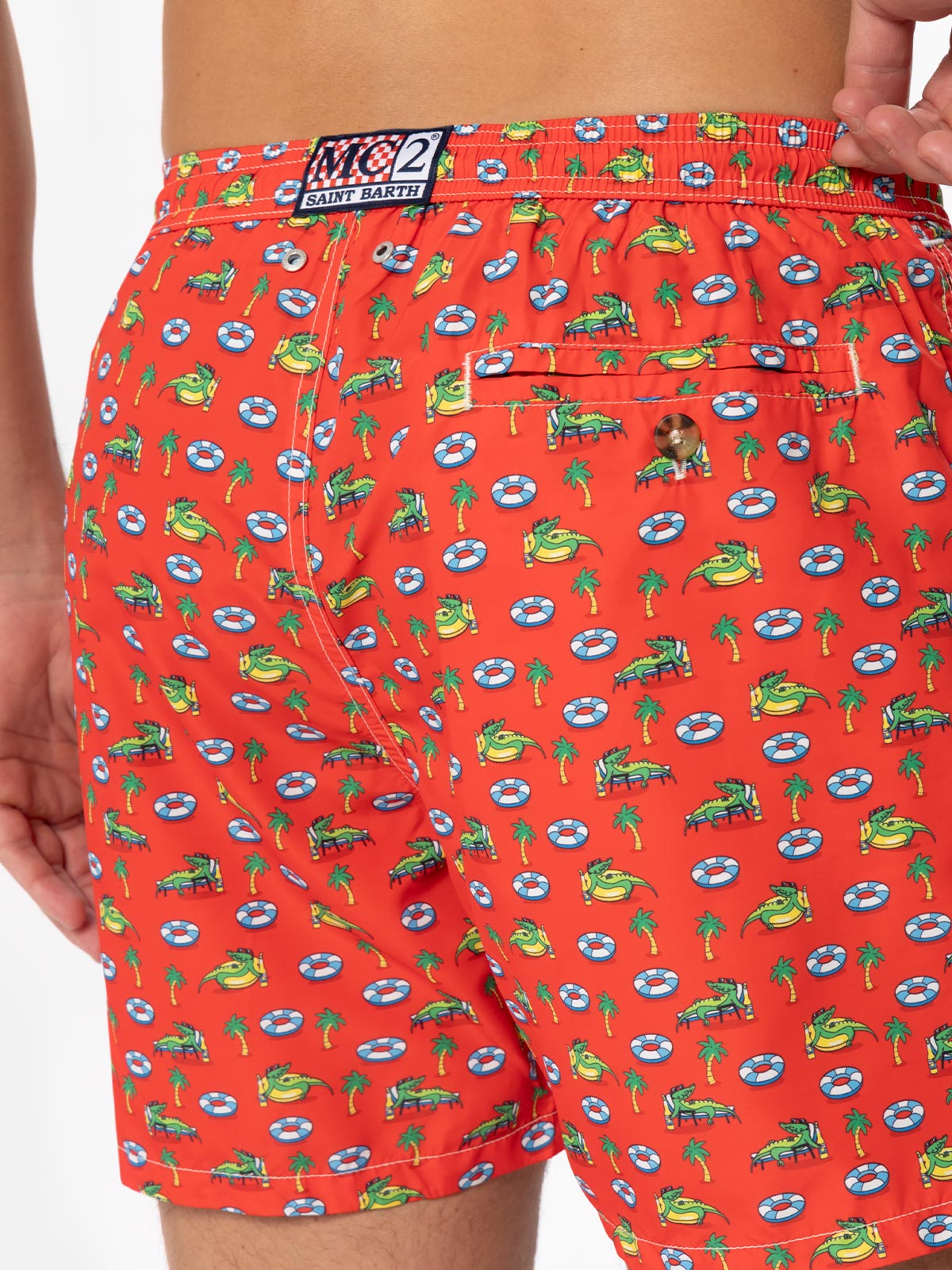 Man light fabric swim shorts with crocodile print - MC2 Saint Barth