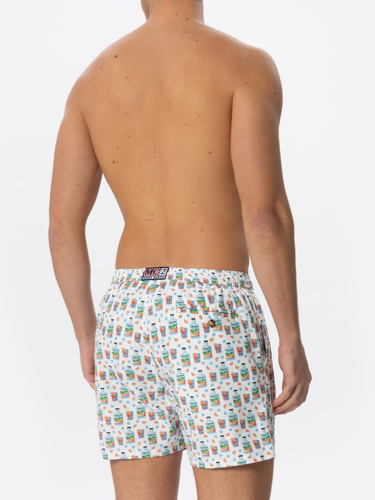 Man light fabric swim shorts with Portofino gin print | PORTOFINO DRY GIN SPECIAL EDITION - MC2 Saint Barth