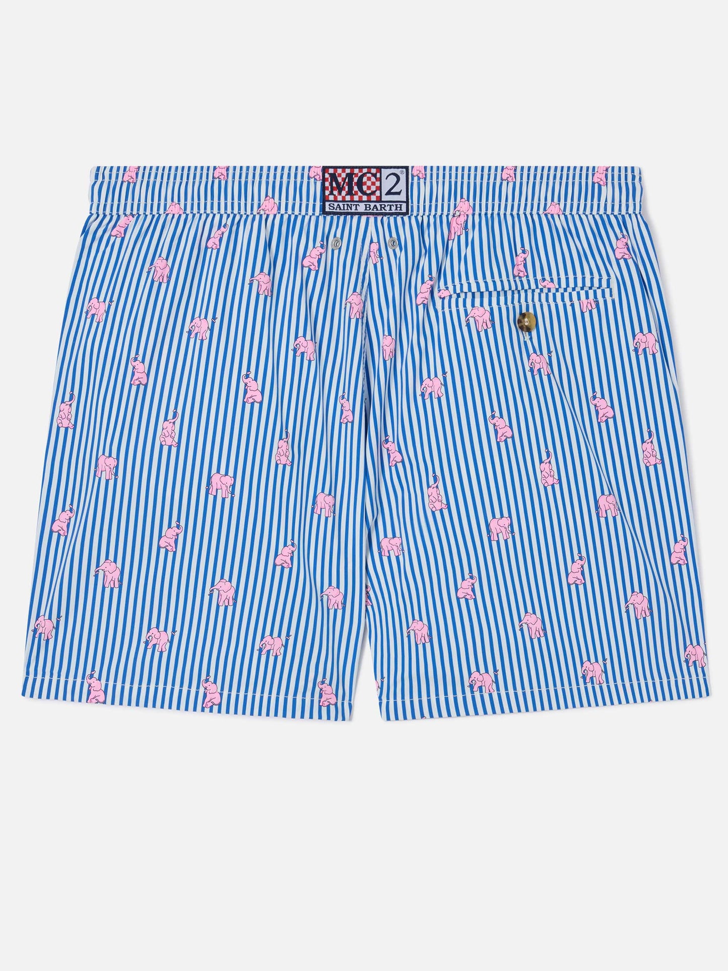 Navy Lighting Micro swim shorts with all-over elephant print