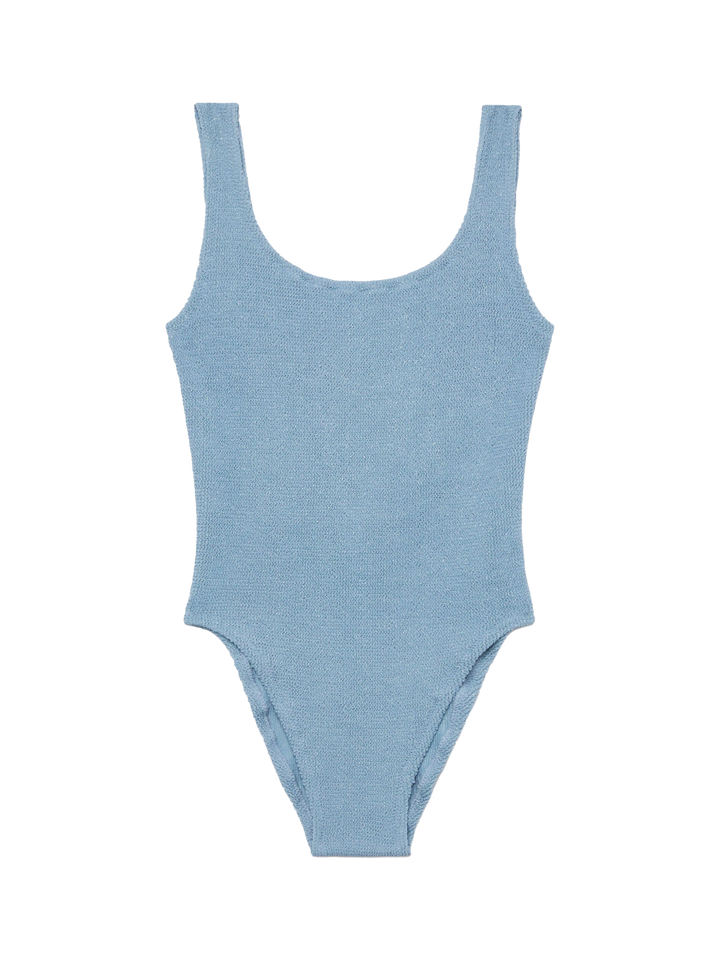 Einteiliger Badeanzug Lora Crinkle Lurex Avioblau