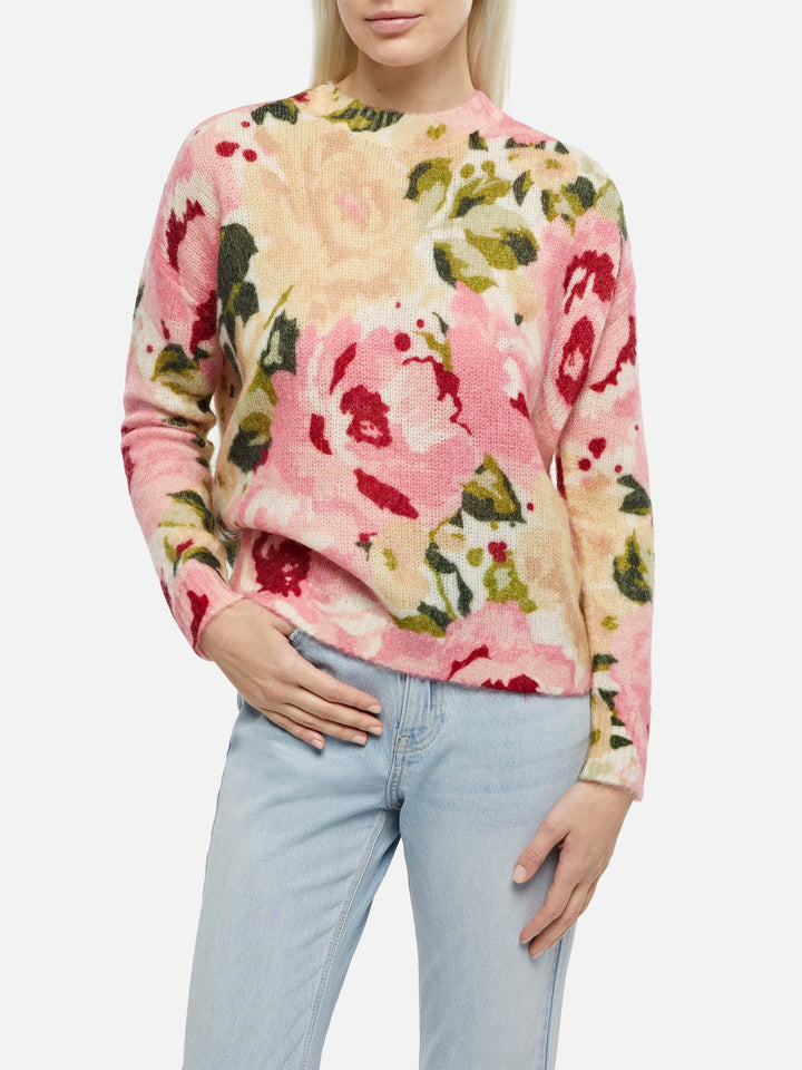 Woman mohair sweater Louise with peony print - MC2 Saint Barth