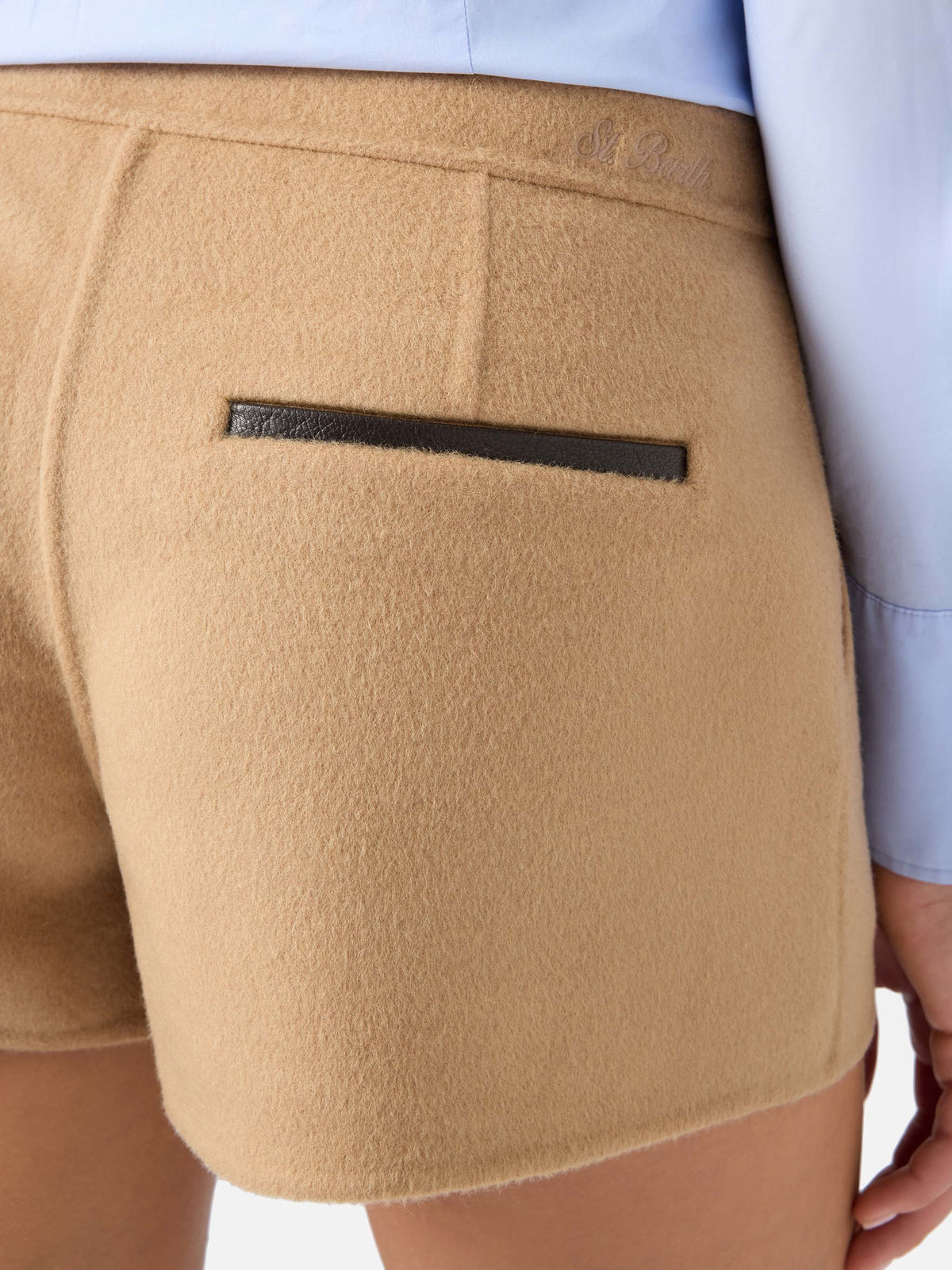 Short en mélange de laine double tissu Elva beige