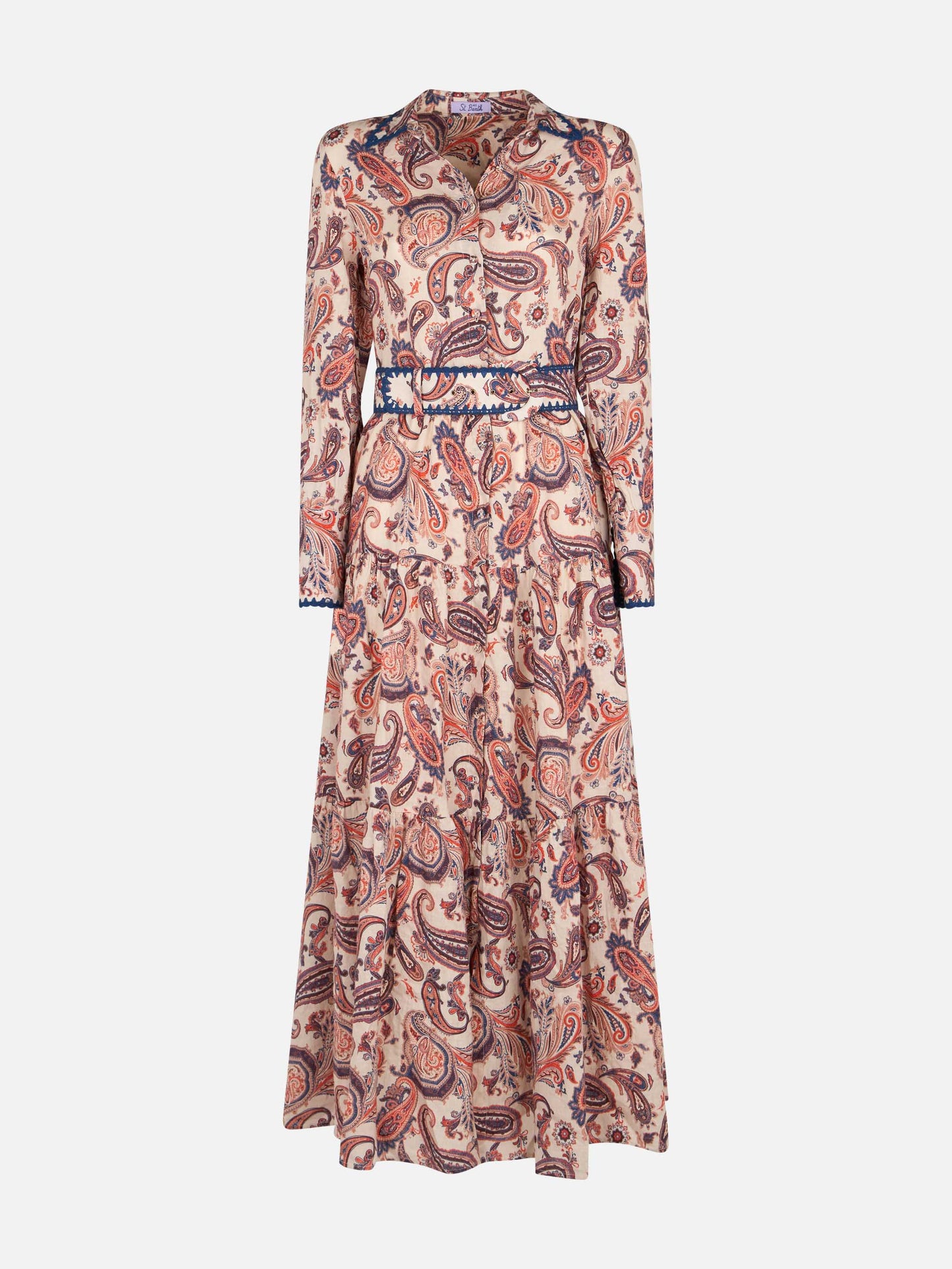 Woman linen dress Marbella with paisley print - MC2 Saint Barth