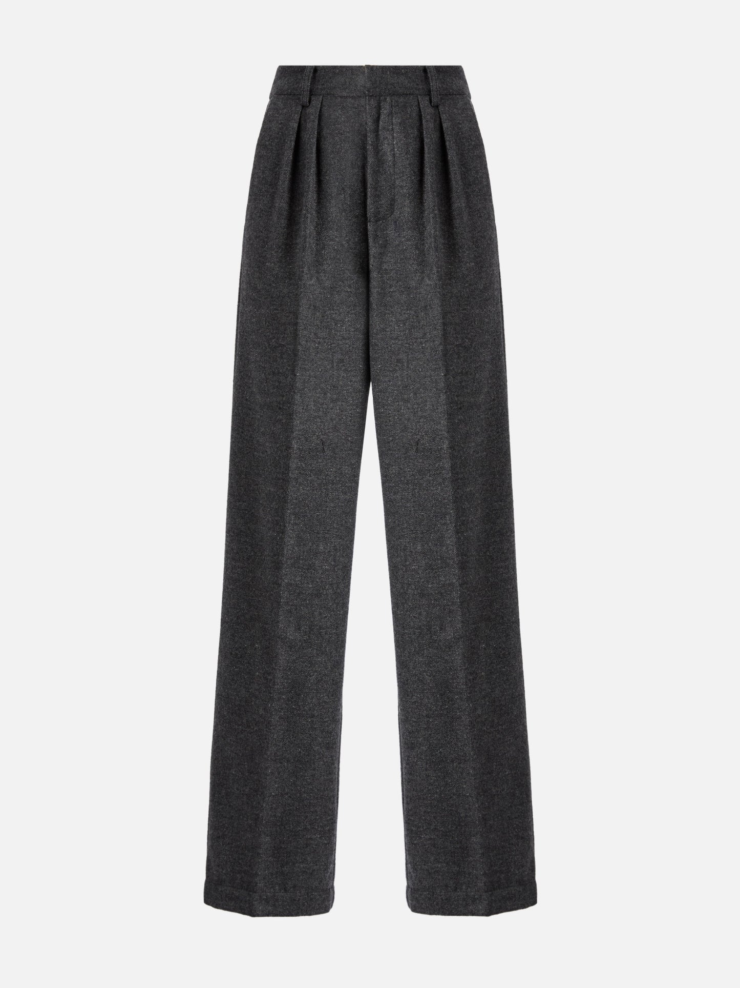 Pantaloni dritti Marcel in pura lana grigio melange con pinces