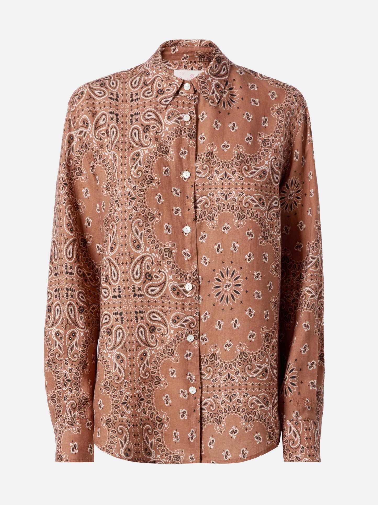Meredith classic shirt with brown bandana print