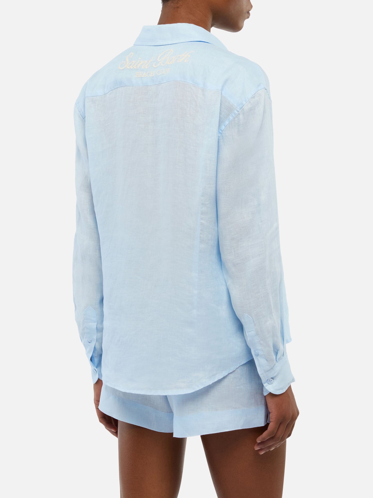 Meredith linen classic shirt with Saint Barth embroidery