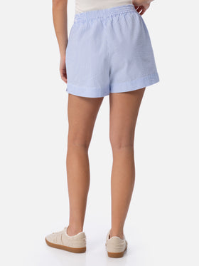 Meave seersucker cotton pull-up shorts with light blue striped print - MC2 Saint Barth