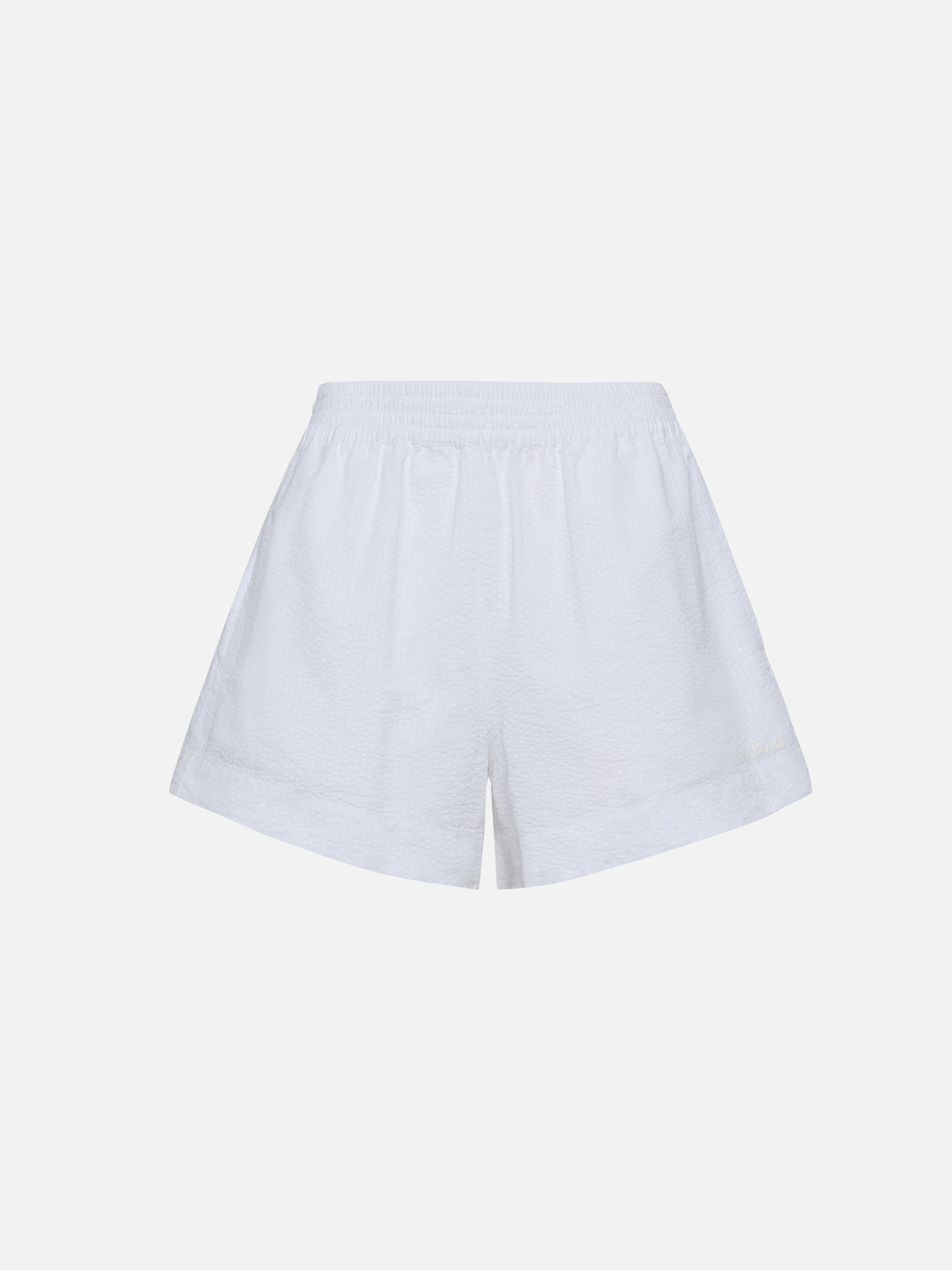 Meave white seersucker cotton pull-up shorts - MC2 Saint Barth