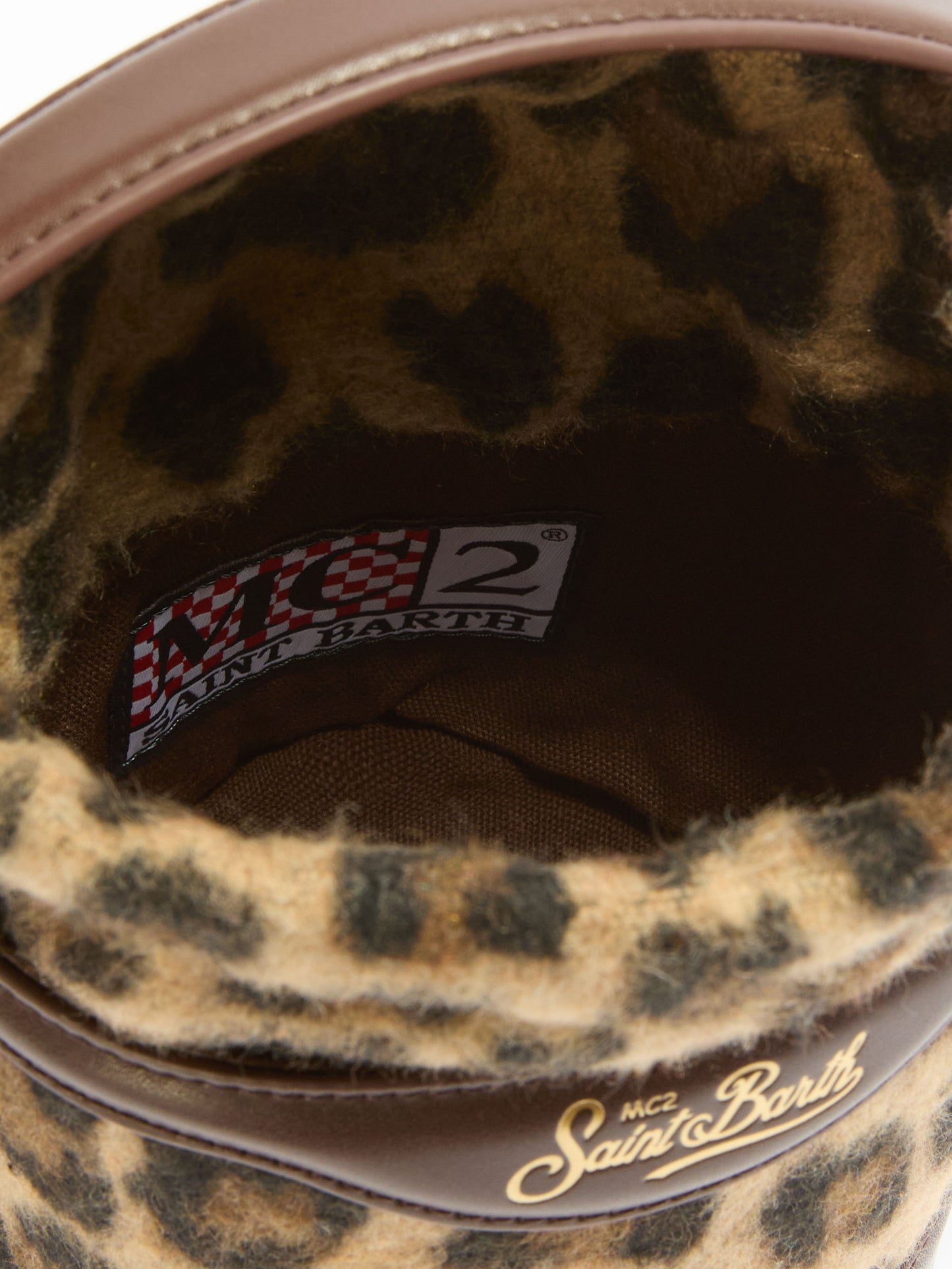 Mila Tweed Bucket Bag in leopard-print wool blend tweed