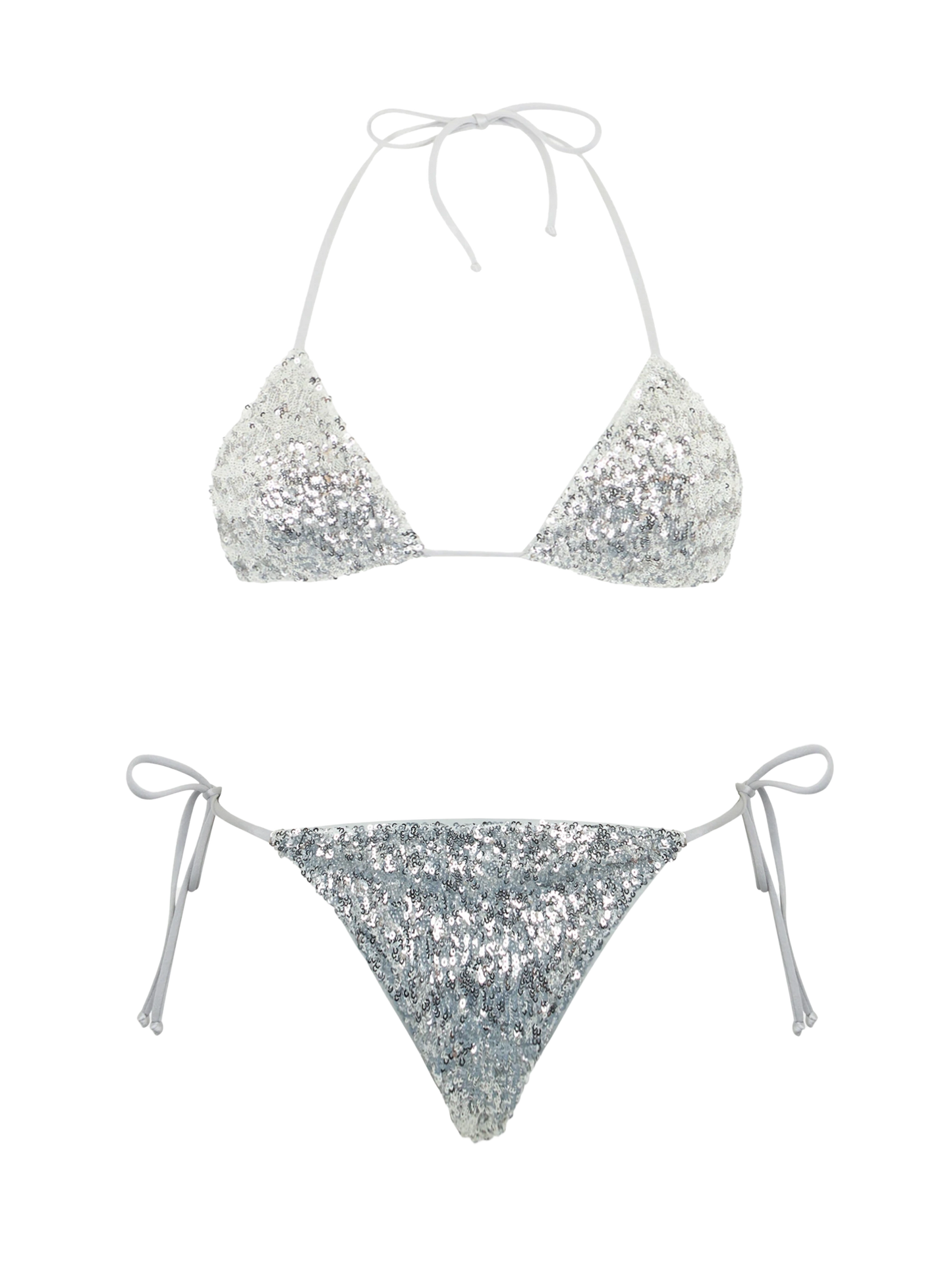 Woman silver sequins triangle bikini Leah Marielle - MC2 Saint Barth