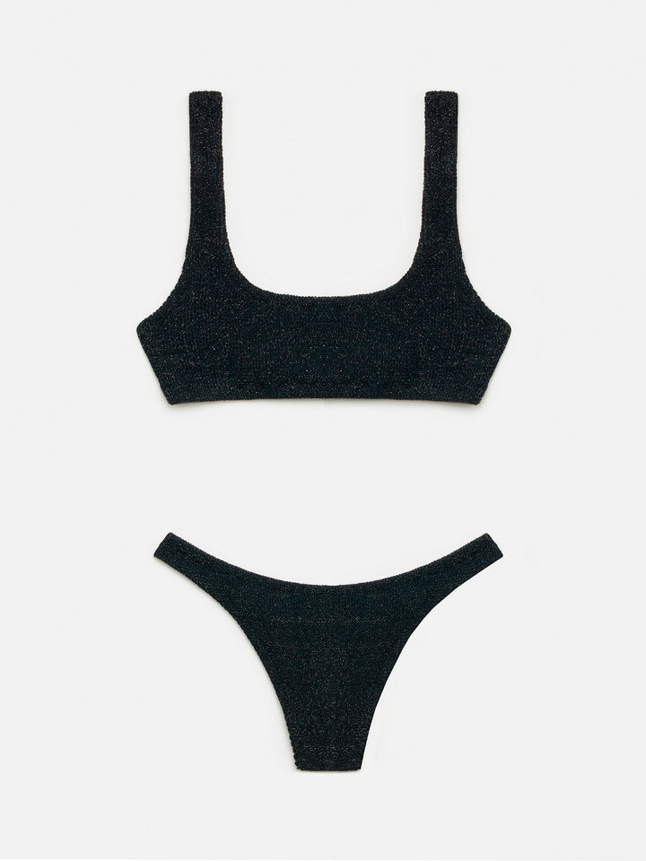 Bikini a bralette Naima Elise in crinkle lurex nero