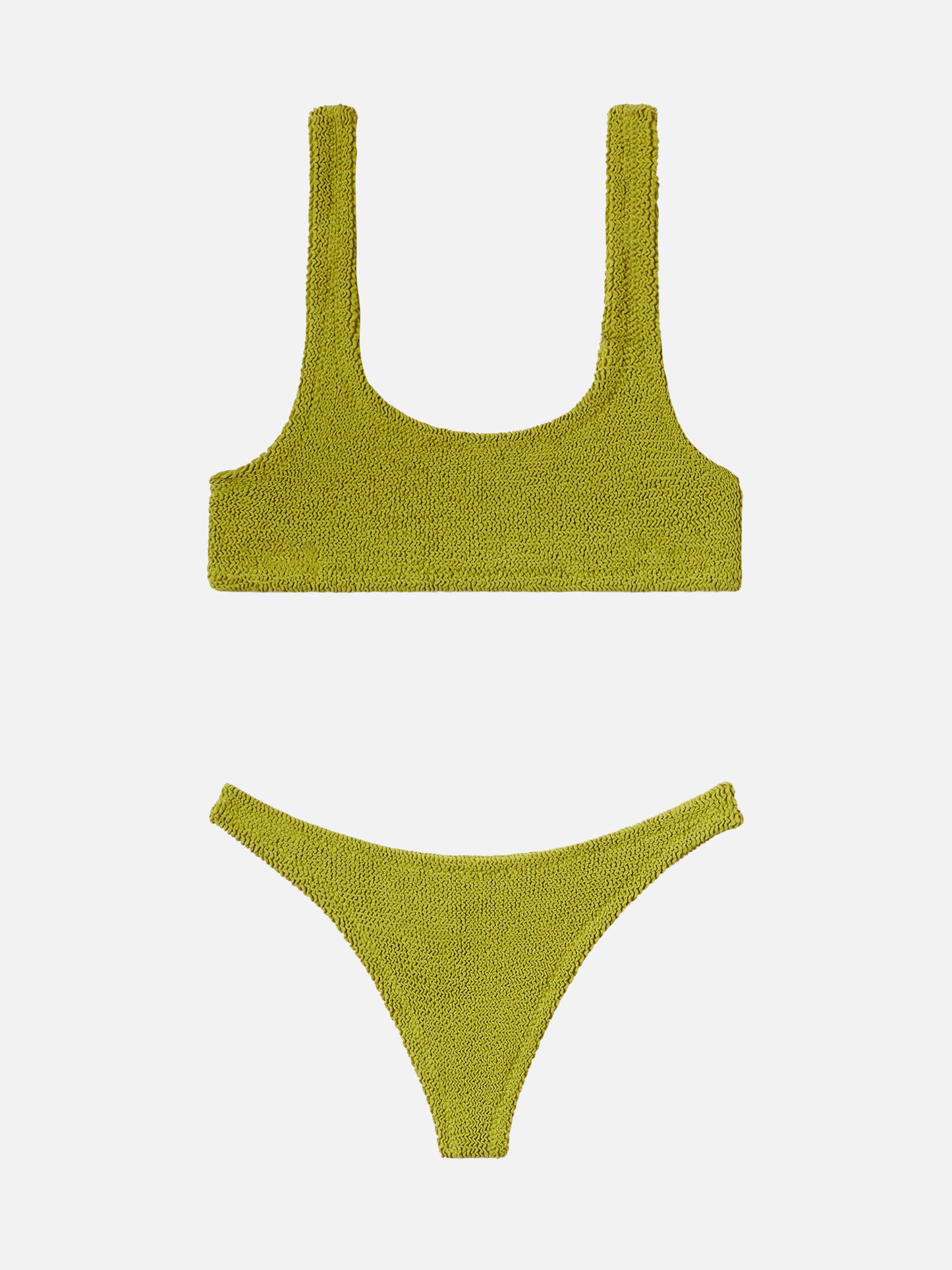 Naima Naomi crinkle bralette bikini in pistachio