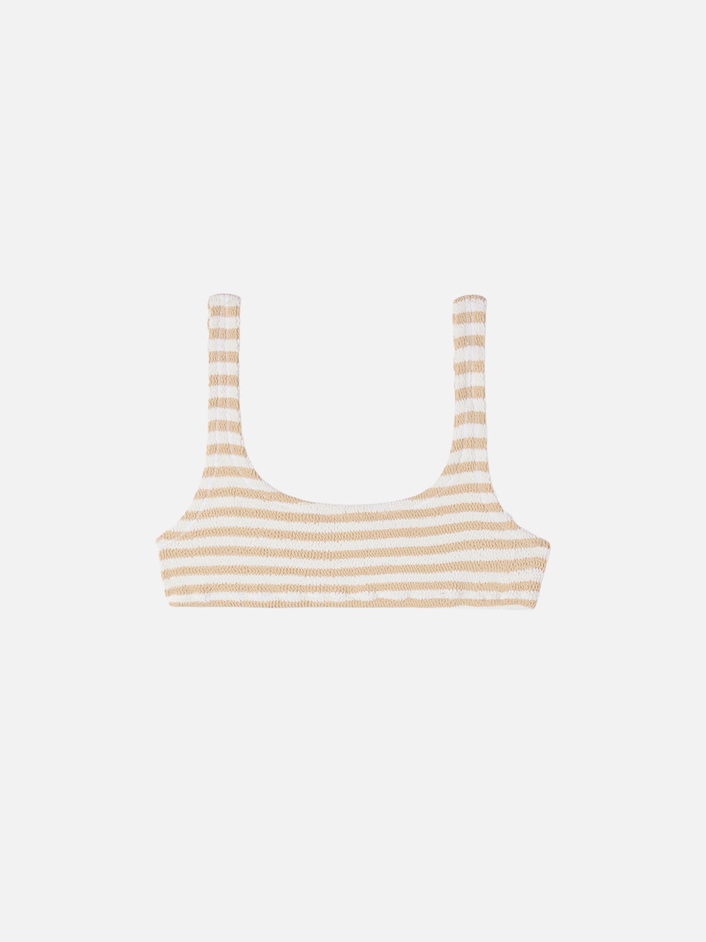 Naima crinkle bralette top with beige striped print