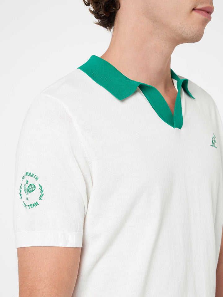 Man off-cream knitted polo shirt Newcomb | AUSTRALIAN BRAND SPECIAL EDITION - MC2 Saint Barth