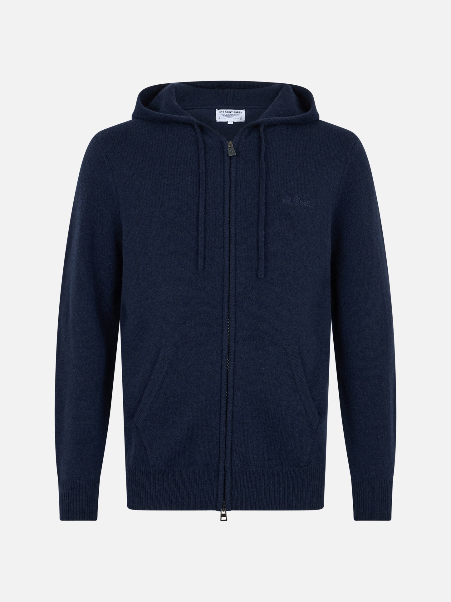 Man navy blue lambswool hooded sweater Notting - MC2 Saint Barth