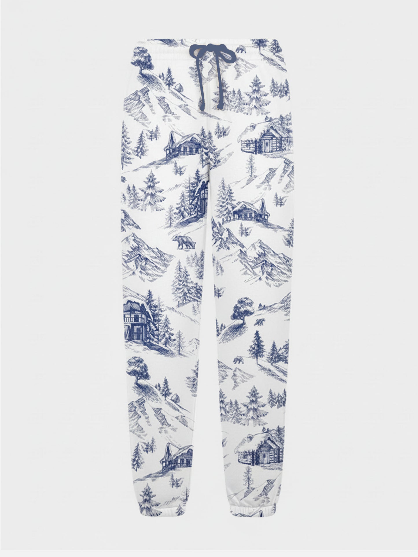 Cotton fleece pants Odalys with toile de jouy print