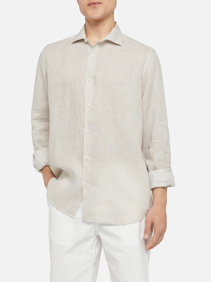 Beige striped linen shirt Pamplona - MC2 Saint Barth