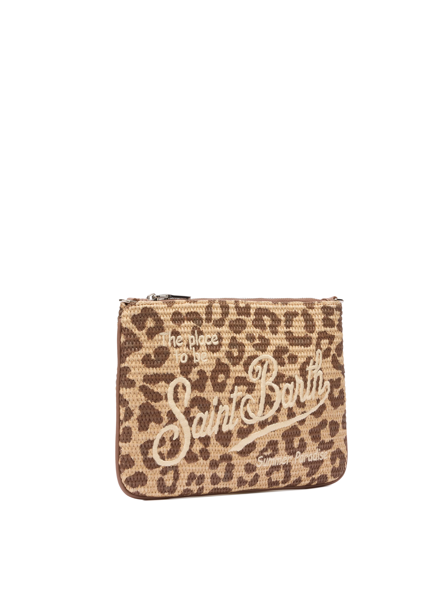 Parisienne Straw effect pouch bag with animalier print - MC2 Saint Barth