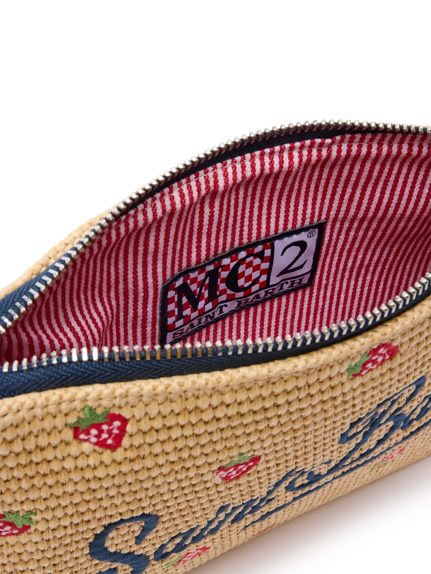 Parisienne Straw effect pouch bag with strawberry print - MC2 Saint Barth