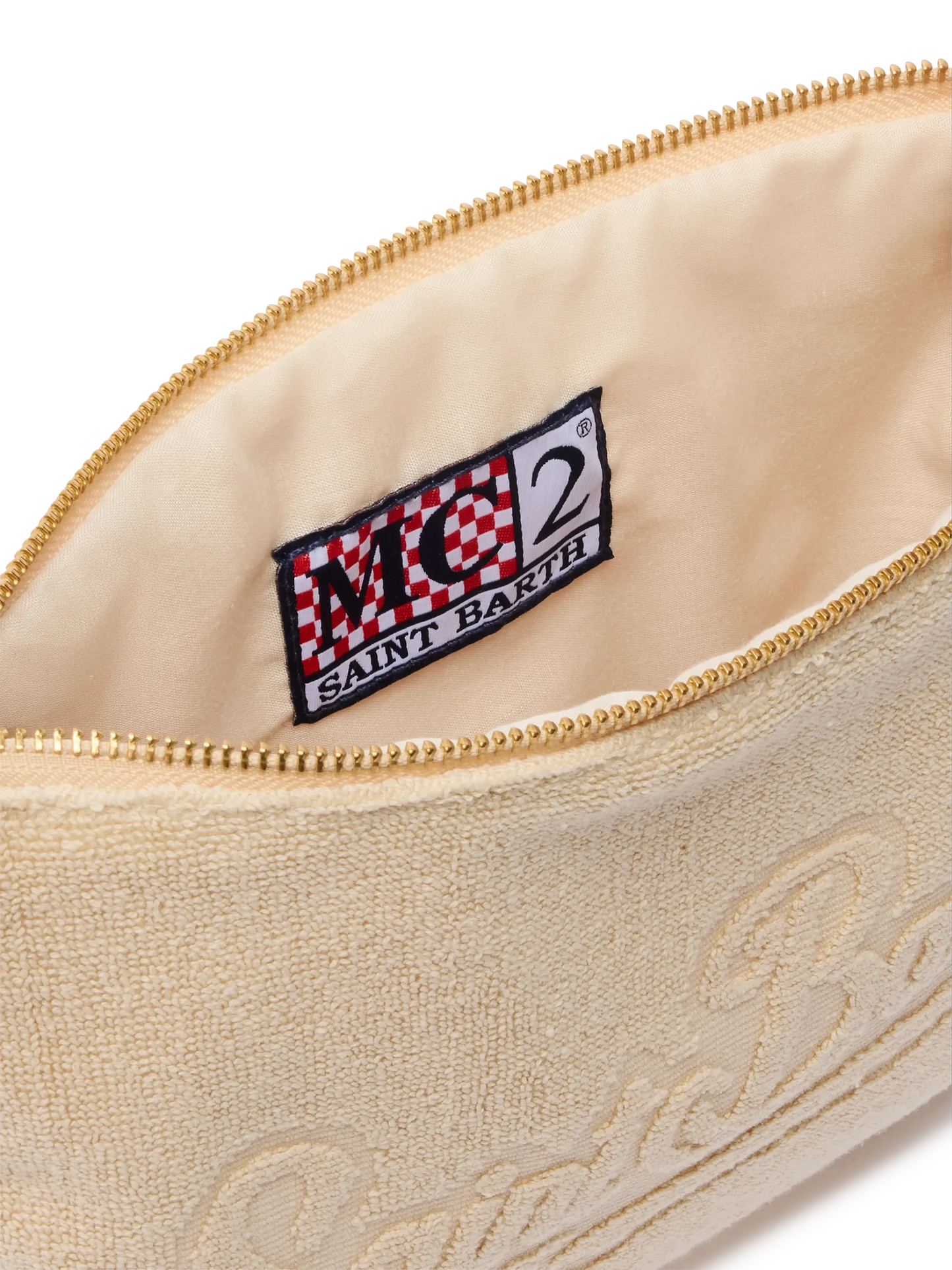 Beige Pareasy pochette with jacquard Saint Barth logo - MC2 Saint Barth